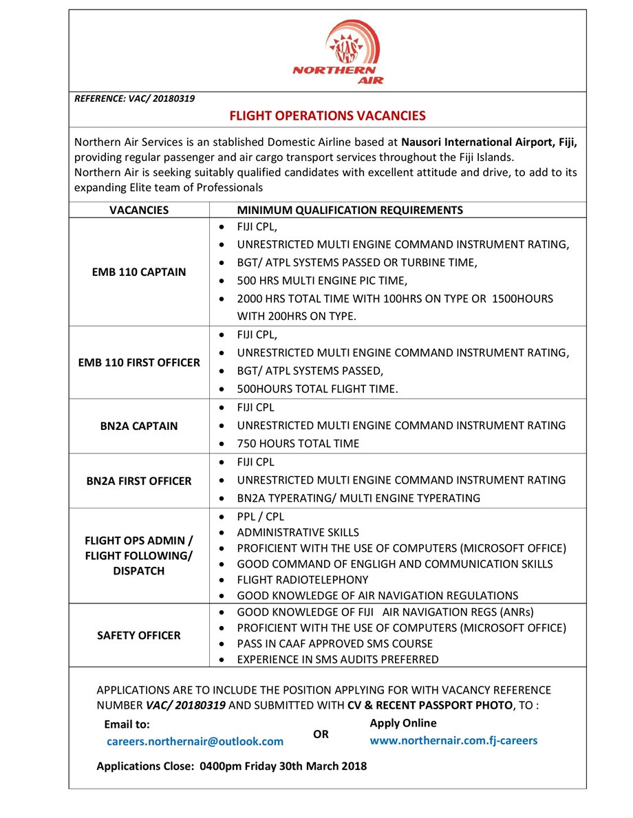Northern Air Flight Operations Vacancies